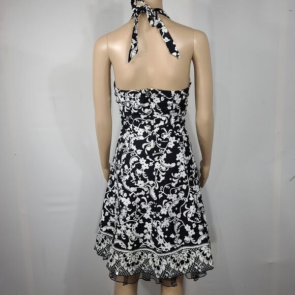 Speechless Black White Floral Halter Sequin Dress - Picture 5 of 9